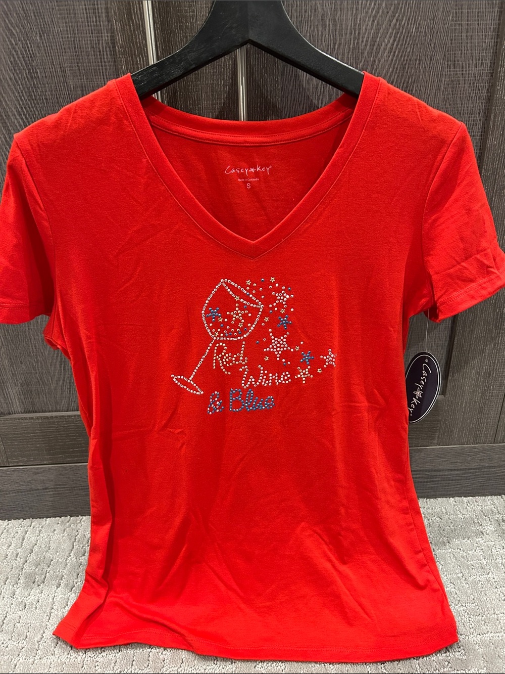Casey Key Red V-Neck Short Sleeve Tee